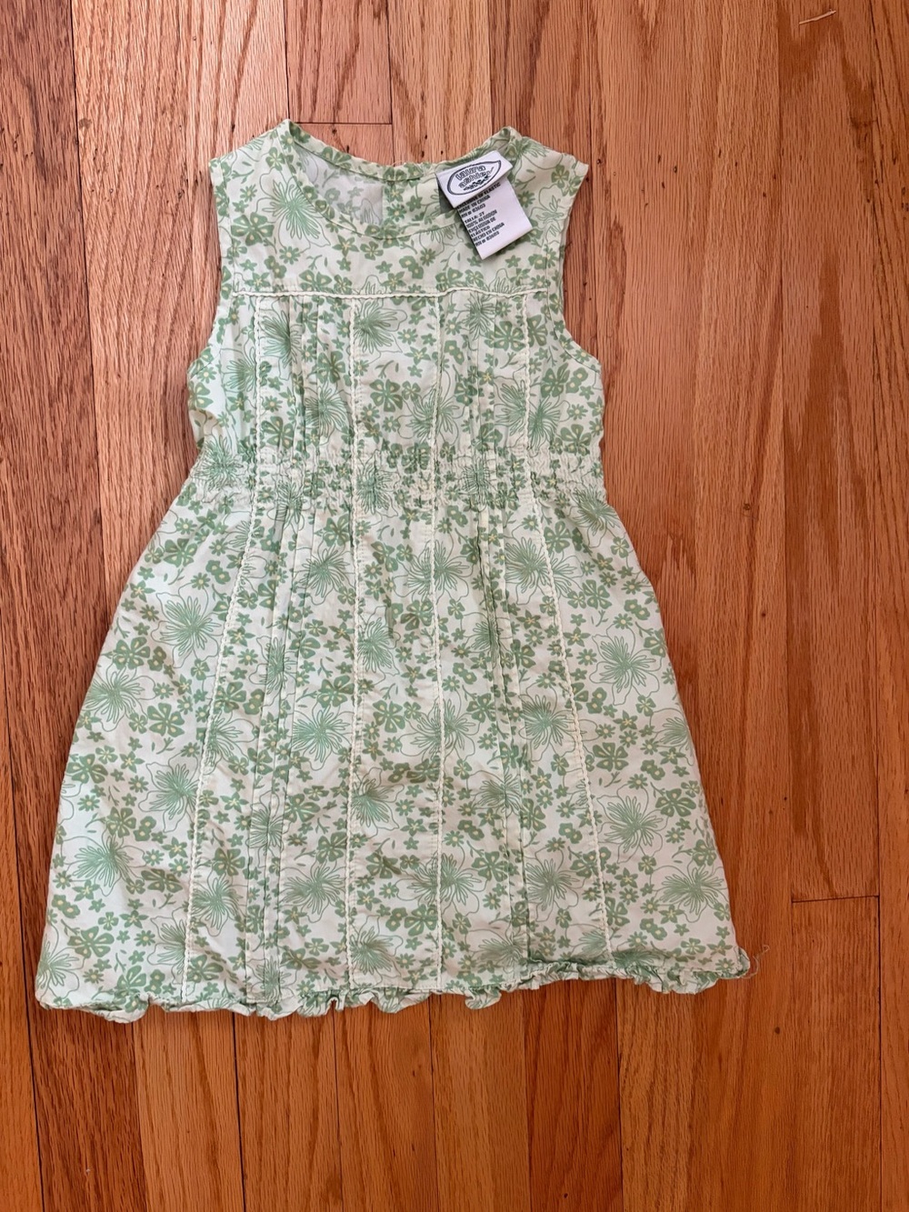 Vintage 2T Laura Ashley Light Green Floral Sleeveless Nap Day Dress
